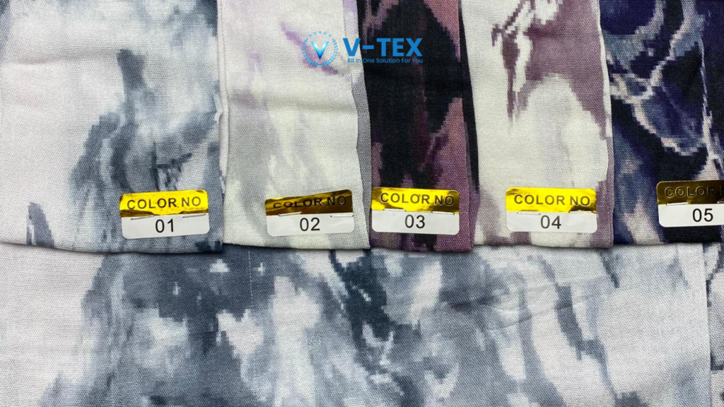 Katalog sampel warna Pashmina Viscose motif marble premium varian 01 sampai 05 dengan detail corak abstrak yang mewah.