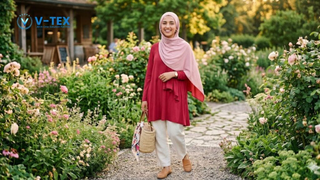 Baju Merah Cocok dengan Jilbab Warna Apa? Cocok dengan jilbab pashmina warna dusty pink