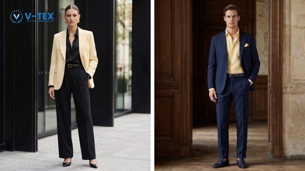 butter yellow dengan hitam atau navy