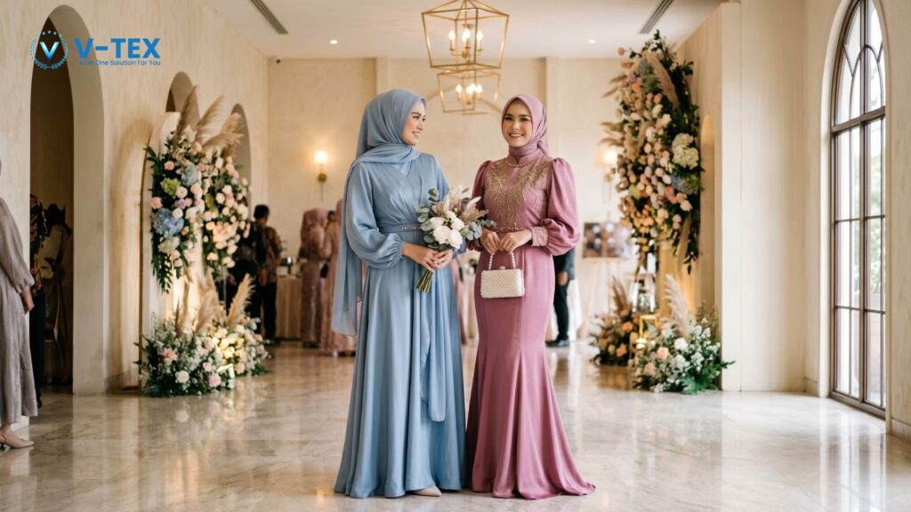 Dress Pesta dan Busana Bridesmaid Bahan Maxmara