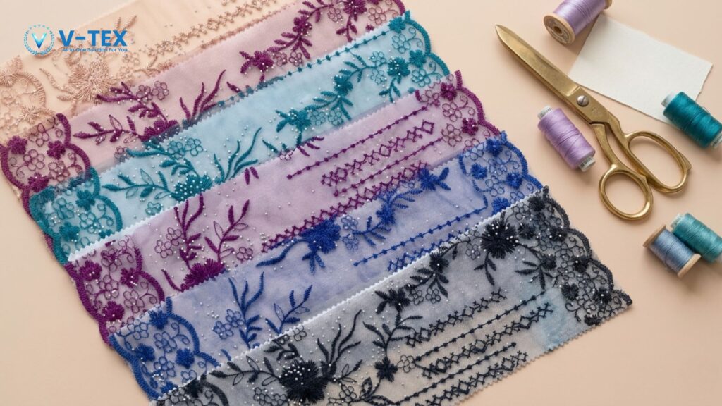 kain tile dengan berbagai warna dan motif