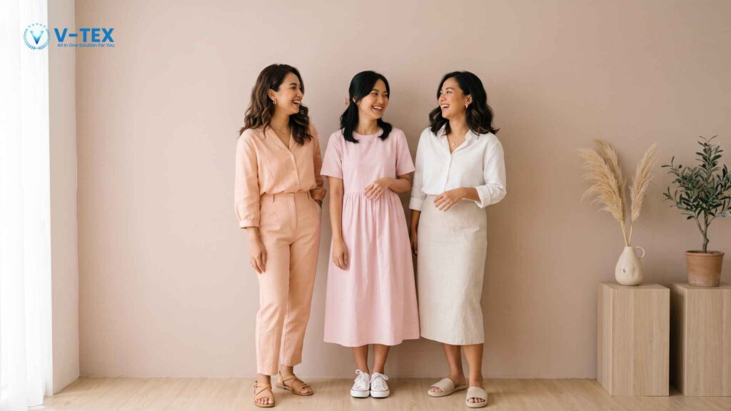 Baju Warna Soft Pastel & Neutral untuk kulit kuning langsat (Peach, Baby Pink, & Broken White)