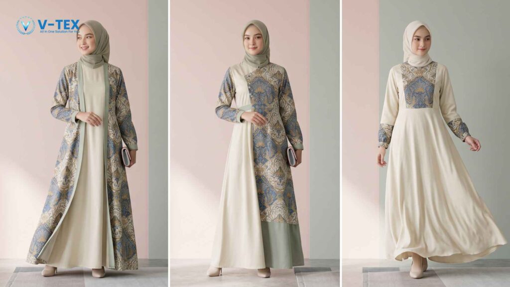 Inspirasi Model Gamis Kombinasi Batik dan Polos